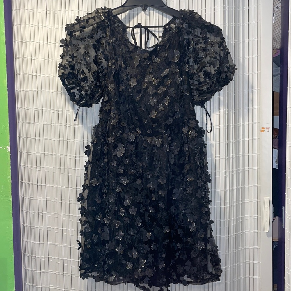 Plus Size Embellished Floral Fit & Flare Dress